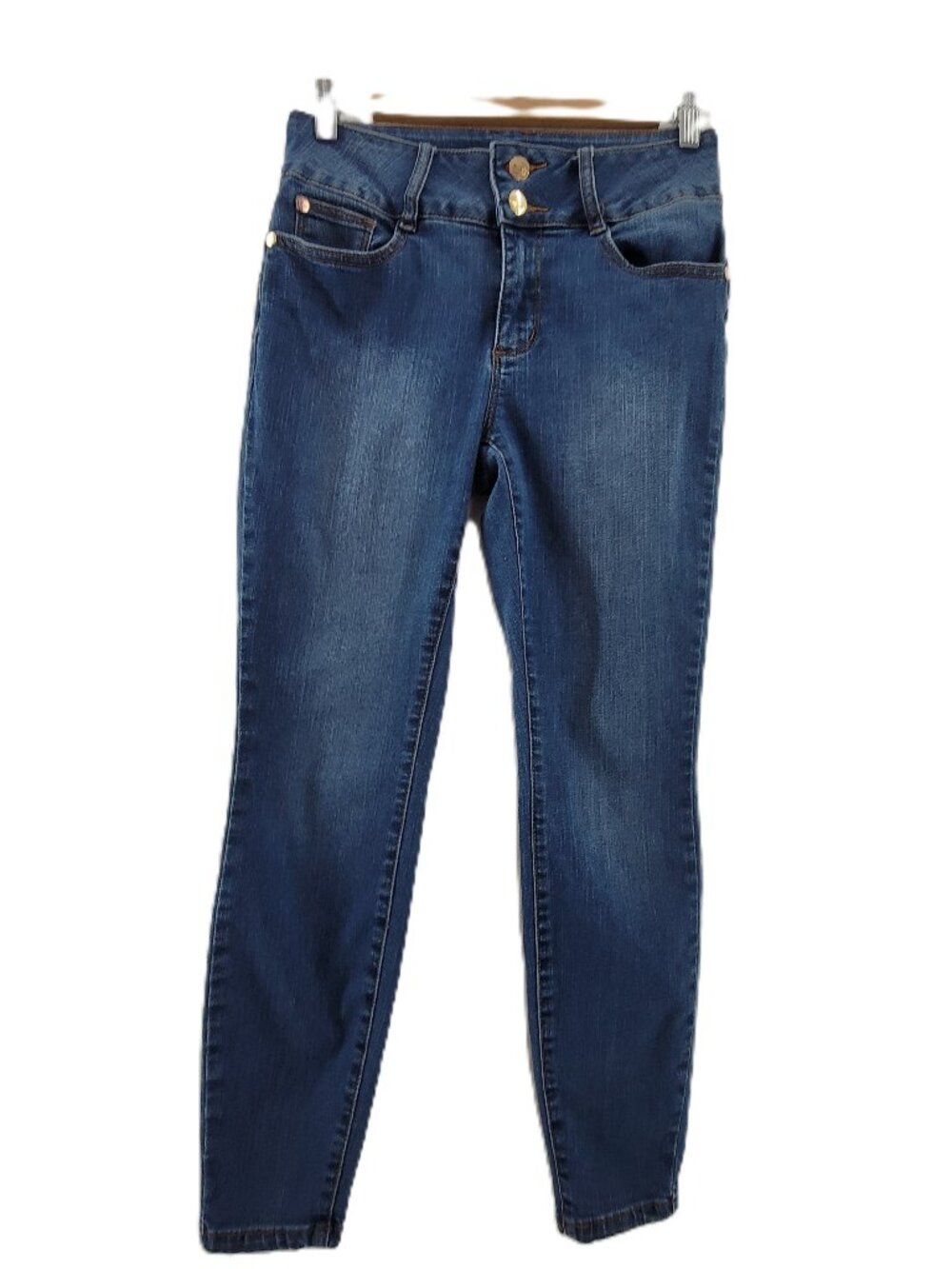 Thalia Sodi Jeans Women's 4 Blue Skinny Ankle Double Button Shaping